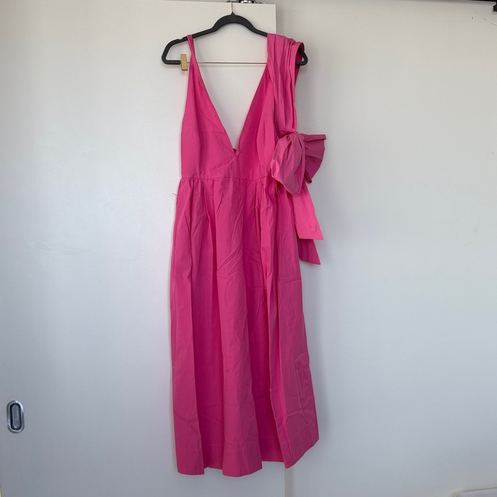 Zara long summer hot pink dress with belt